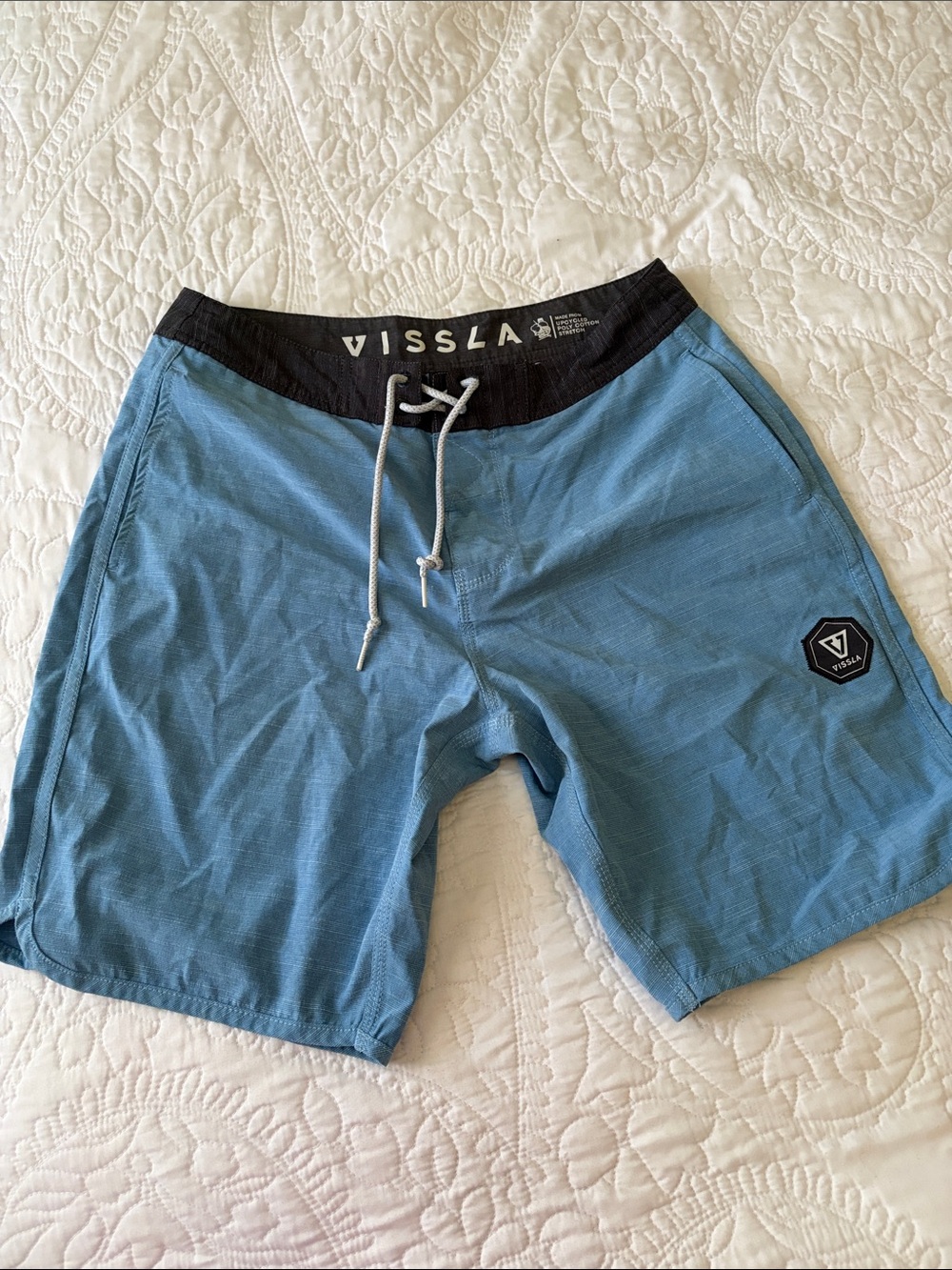 VISSLA Blue Boardshorts with Black Waistband